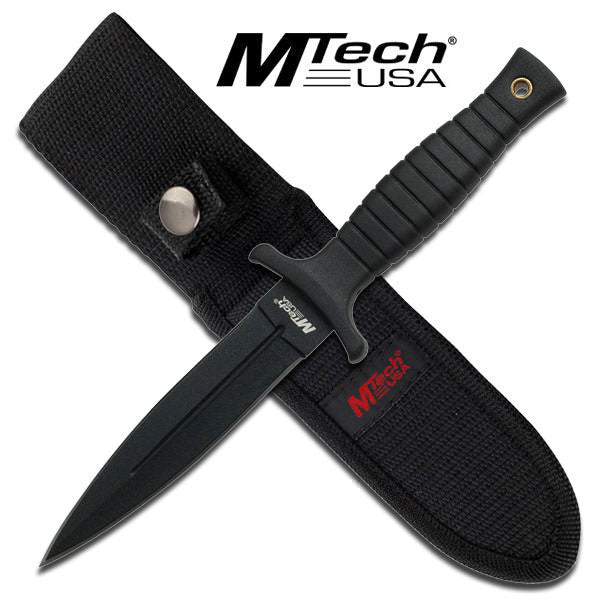 Black Dagger Double Edge Blade Belt Boot Knife 9 inch - Tophatter's Army Products & Self Defense Collectible Weapons - Tophatter Daily Deals